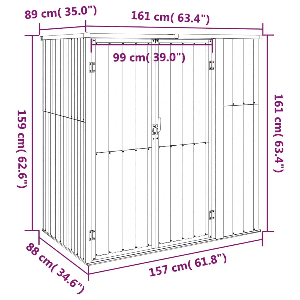 vidaXL Abrigo ferramentas jardim aço galvanizado antracite