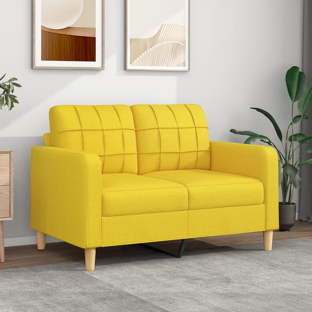 vidaXL Sofá de 2 lugares 120 cm tecido amarelo-claro