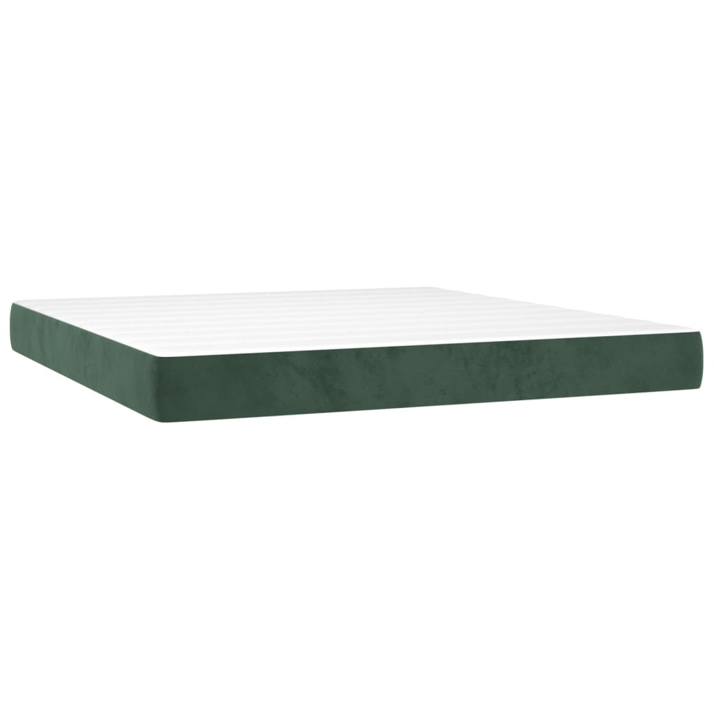 vidaXL Cama box spring c/ colchão/LED 160x200 cm veludo verde-escuro