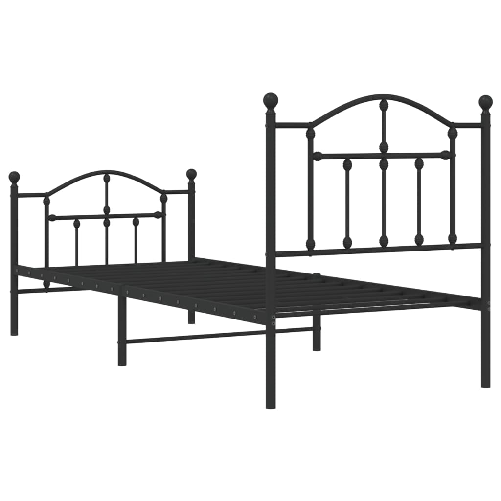 vidaXL Estrutura de cama com cabeceira e pés 90x200 cm metal preto