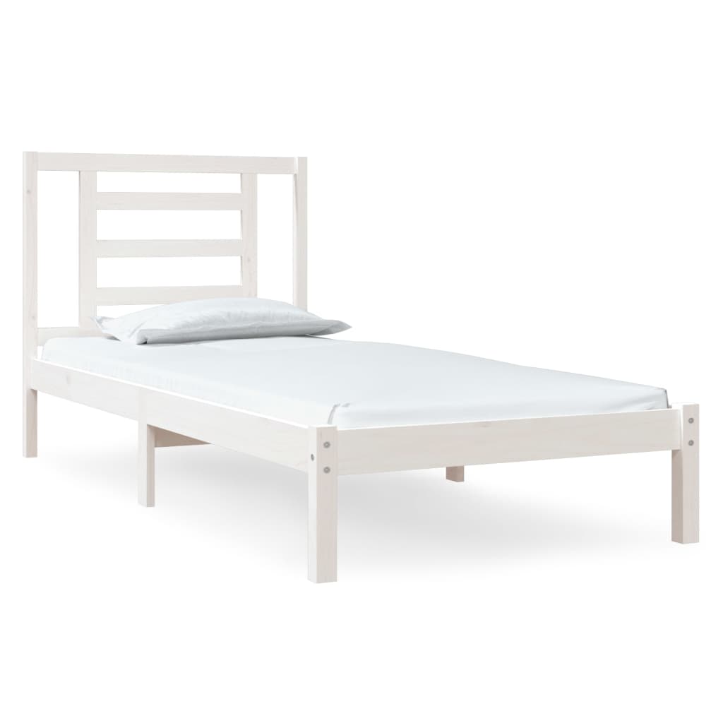 vidaXL Estrutura de cama solteiro 90x190 cm pinho maciço branco