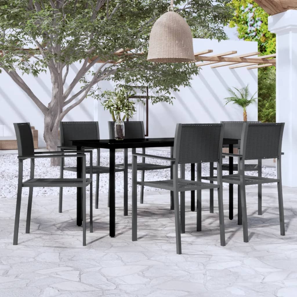 vidaXL 7 pcs conjunto de jantar para jardim preto