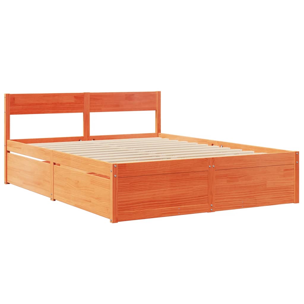 vidaXL Cama sem colchão 150x200 cm madeira pinho maciça castanho-mel