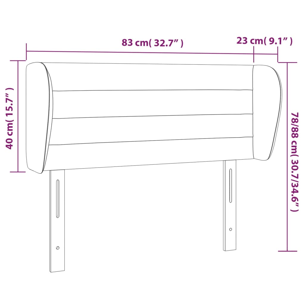 vidaXL Cabeceira de cama c/ abas tecido 83x23x78/88 cm cinzento-escuro