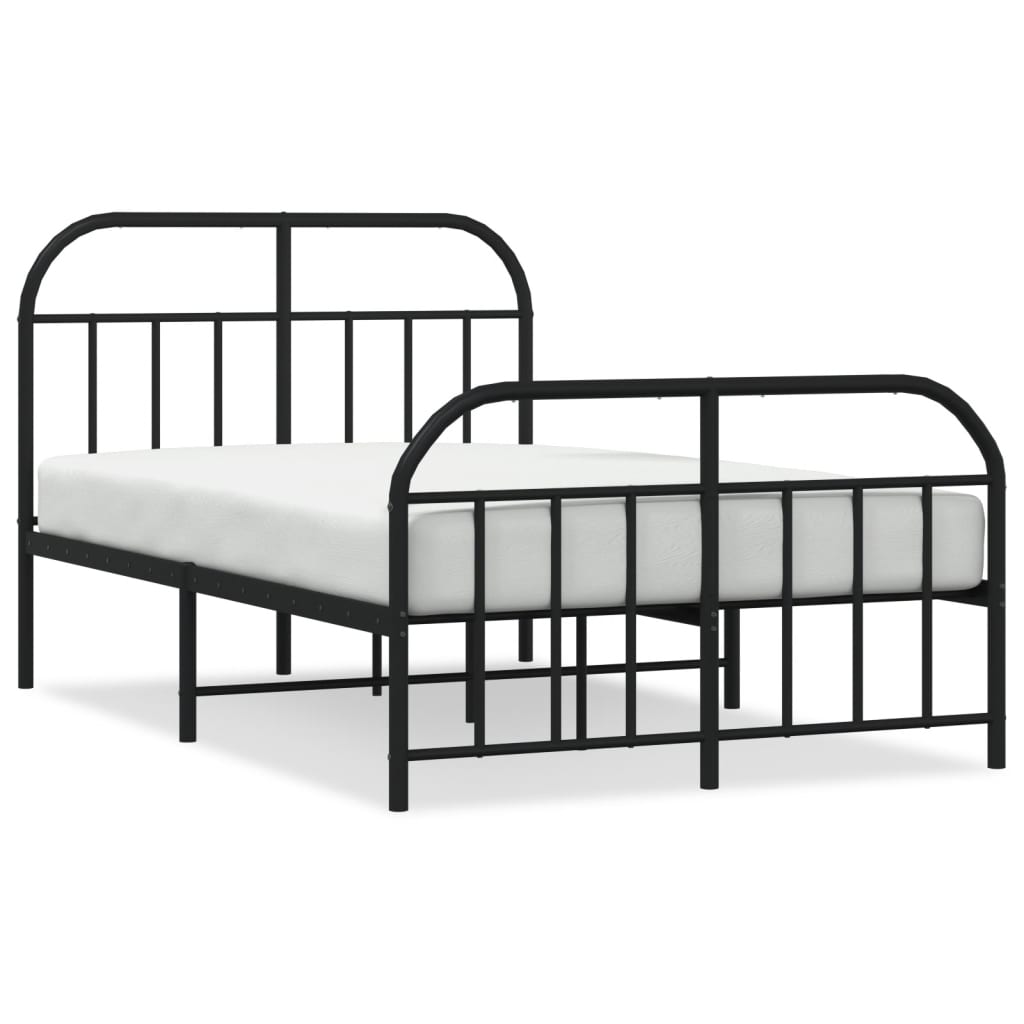 vidaXL Estrutura de cama com cabeceira e pés 120x200 cm metal preto