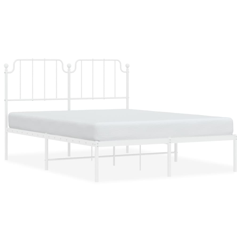 vidaXL Estrutura de cama com cabeceira 140x200 cm metal branco