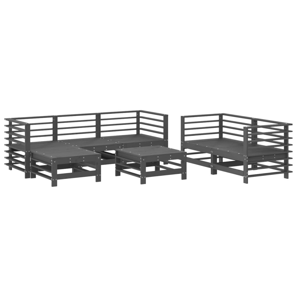 vidaXL 7 pcs conjunto lounge de jardim pinho maciço cinza