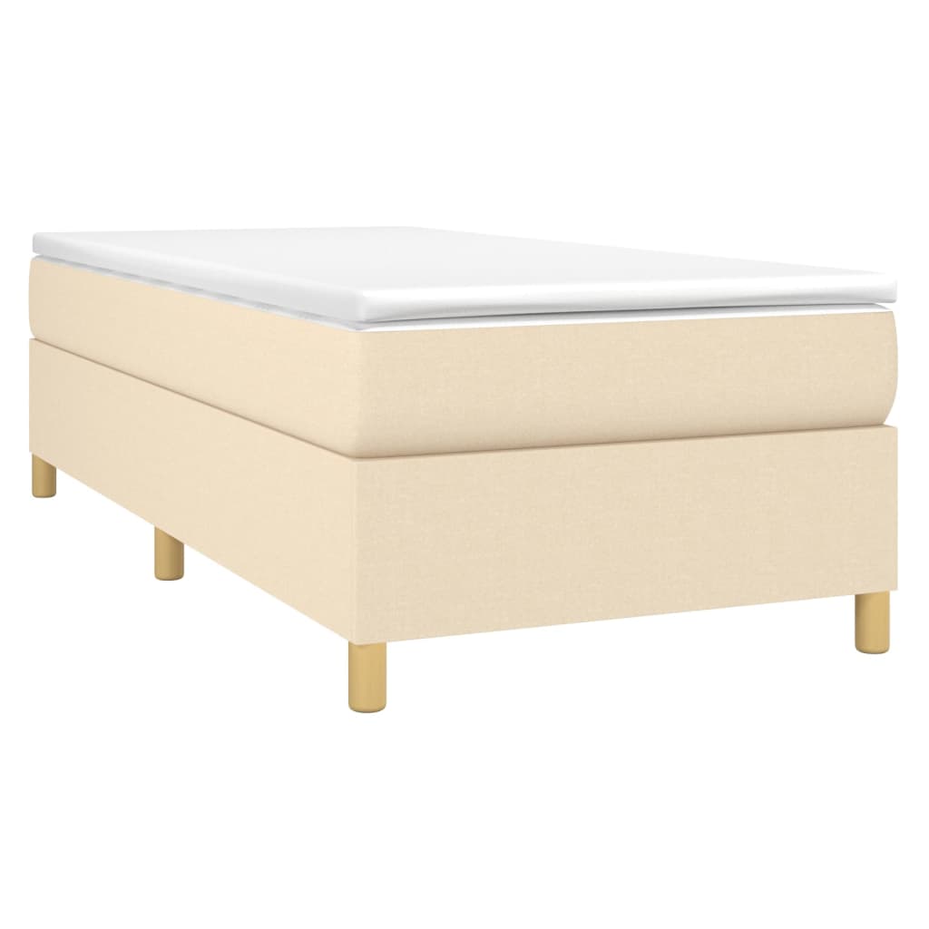 vidaXL Cama com molas/colchão 90x190 cm tecido cor creme