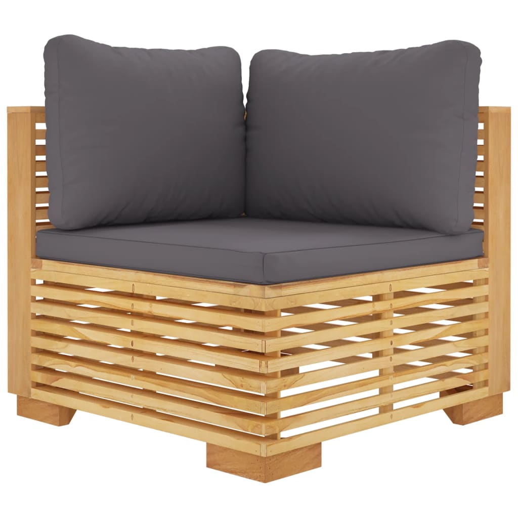 vidaXL 8 pcs conjunto lounge jardim c/ almofadões madeira teca maciça