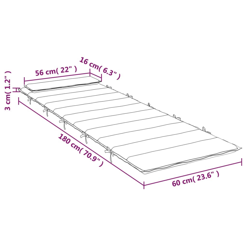 vidaXL Almofadão p/ espreguiçadeira 180x60x3 cm tecido oxford vermelho