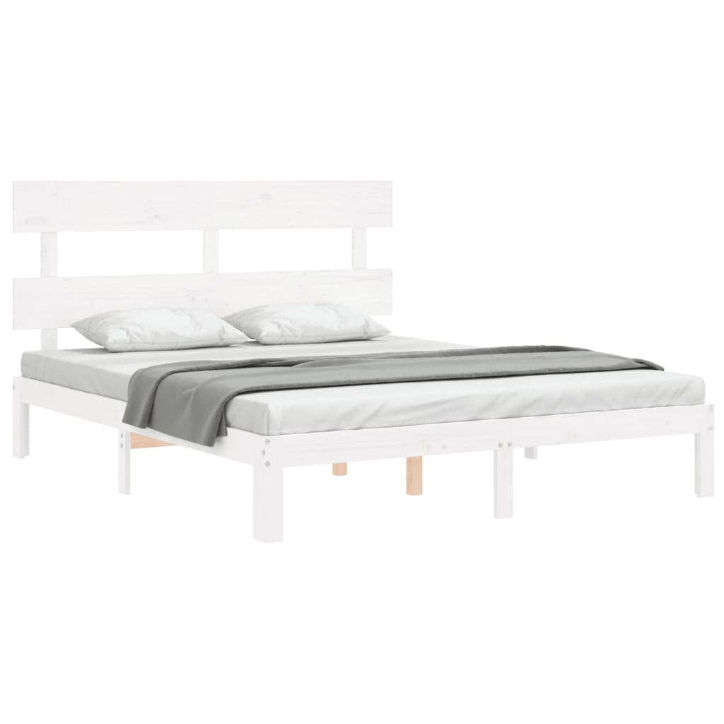 vidaXL Estrutura de cama com cabeceira 160x200 cm madeira maciça