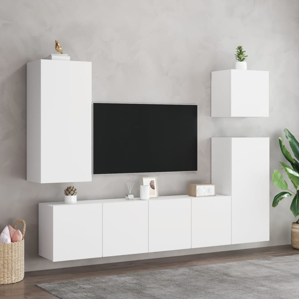 vidaXL Móvel de parede p/ TV 40,5x30x90 cm derivados de madeira branco