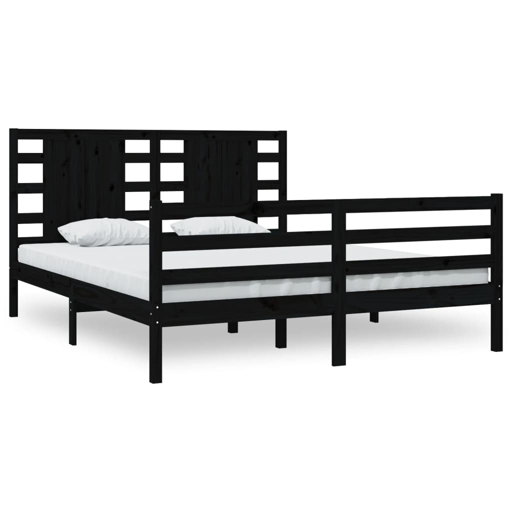 vidaXL Estrutura de cama 200x200 cm pinho maciço preto