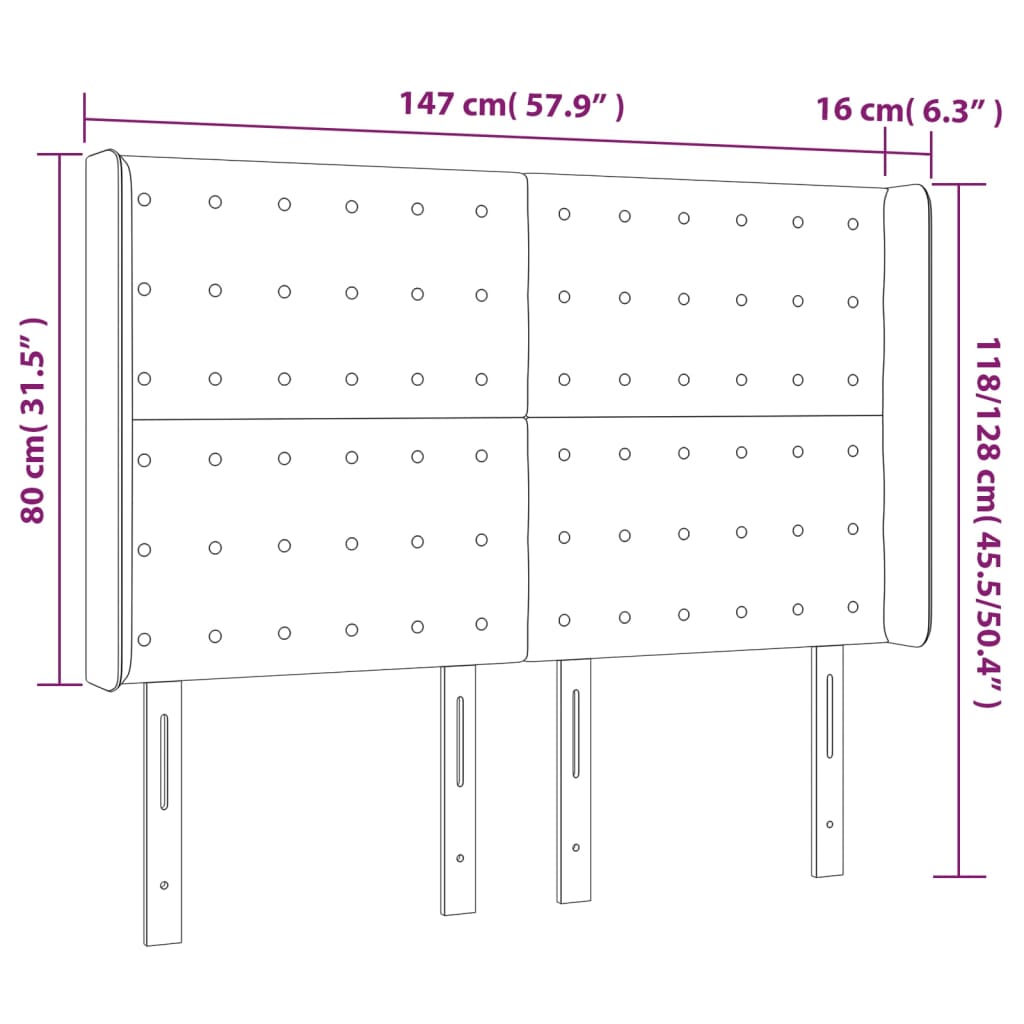 vidaXL Cabeceira cama abas tecido 147x16x118/128 cm cinza-acastanhado