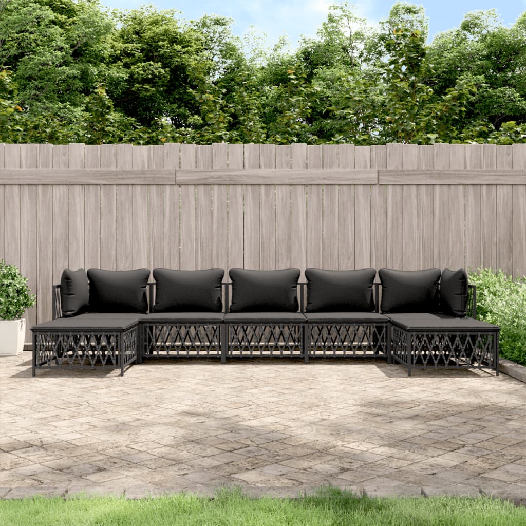 vidaXL 7 pcs conjunto lounge de jardim com almofadões aço antracite