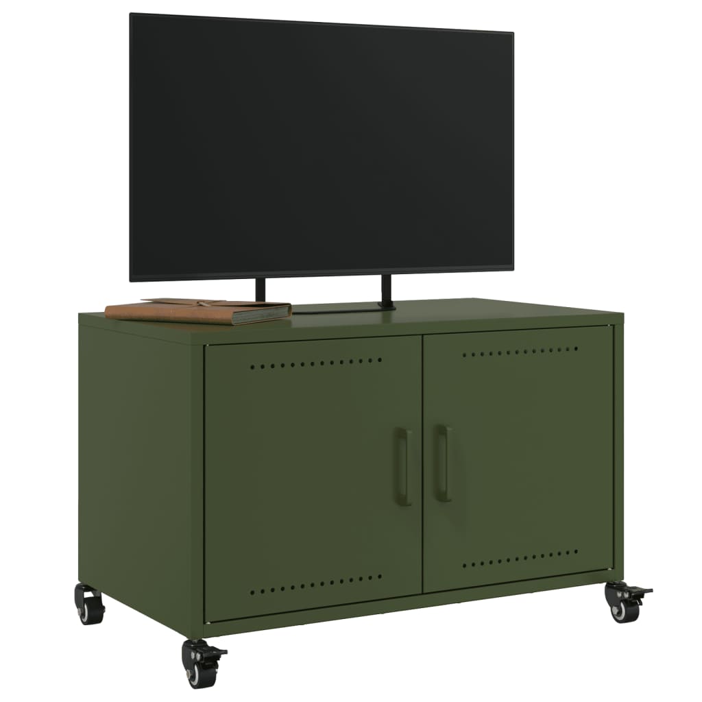 vidaXL Móvel de TV 68x39x43,5 cm aço verde azeitona