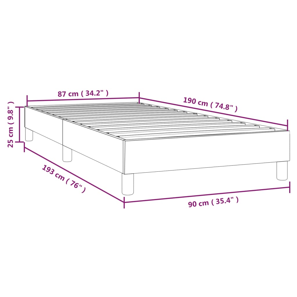 vidaXL Estrutura de cama 90x190 cm couro artificial cappuccino