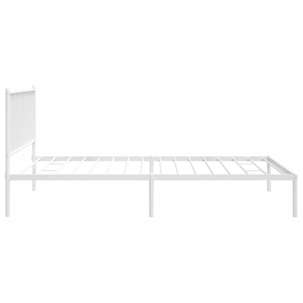 vidaXL Estrutura de cama em metal com cabeceira 107x203 cm branco