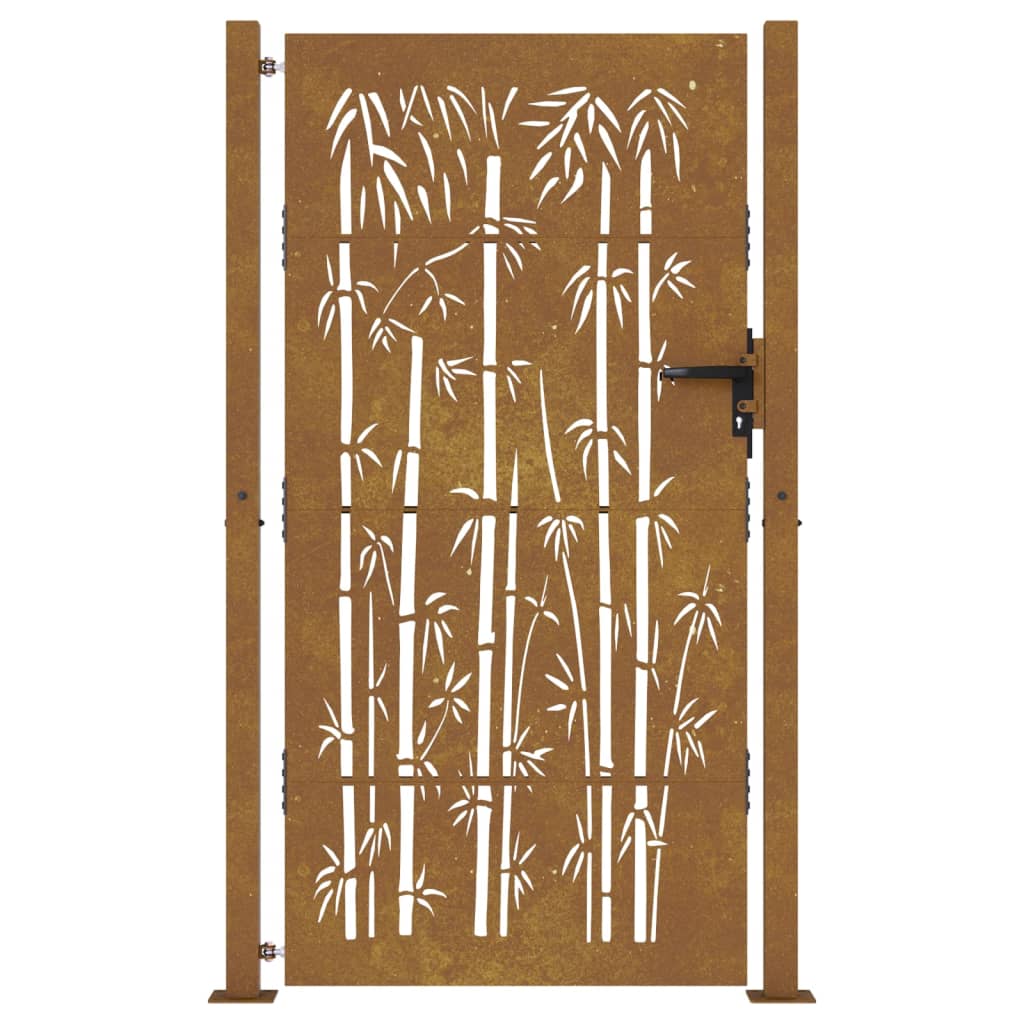 vidaXL Portão de jardim 105x180 cm aço corten design bambu