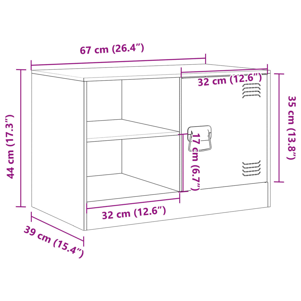 vidaXL Móveis de TV 2 pcs 67x39x44 cm aço antracite