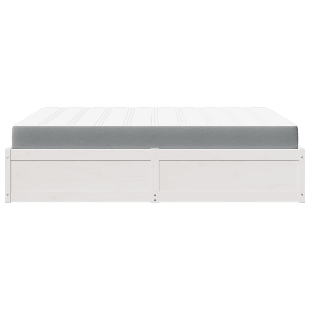 vidaXL Cama com colchão 140x200 cm madeira de pinho maciça branco