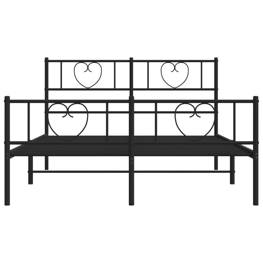 vidaXL Estrutura de cama com cabeceira e pés 135x190 cm metal preto