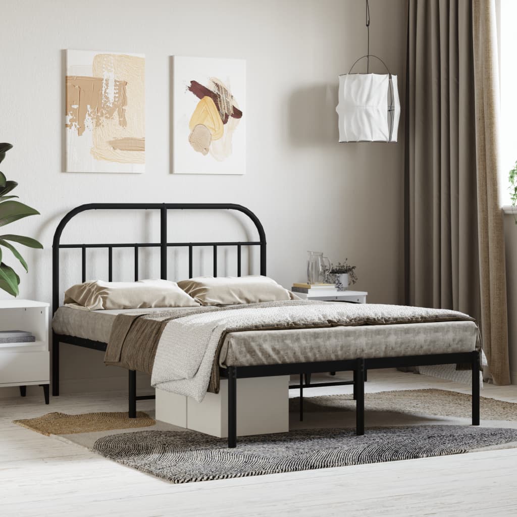 vidaXL Estrutura de cama com cabeceira 120x190 cm metal preto