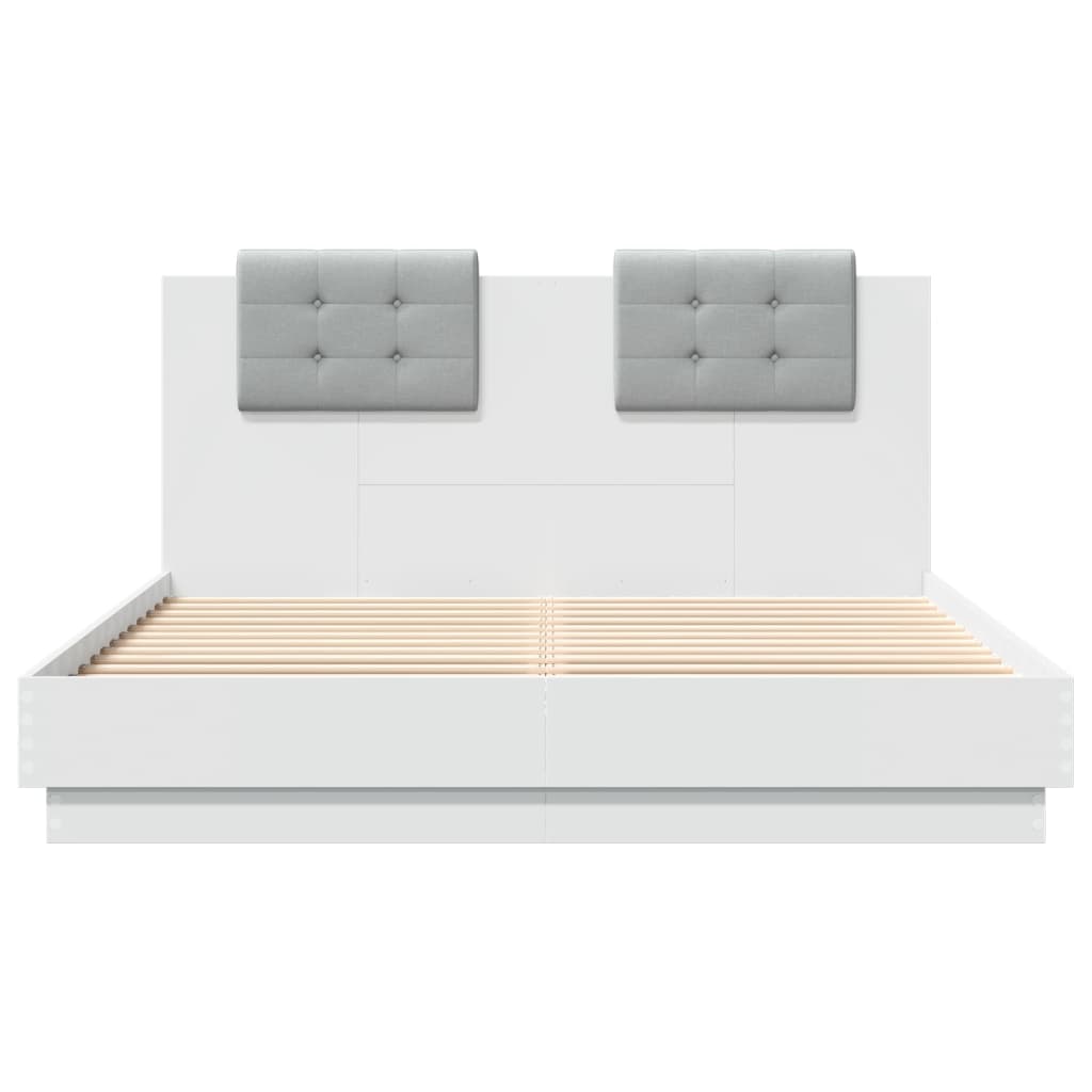 vidaXL Estrutura de cama c/ cabeceira e luzes LED 150x200 cm branco