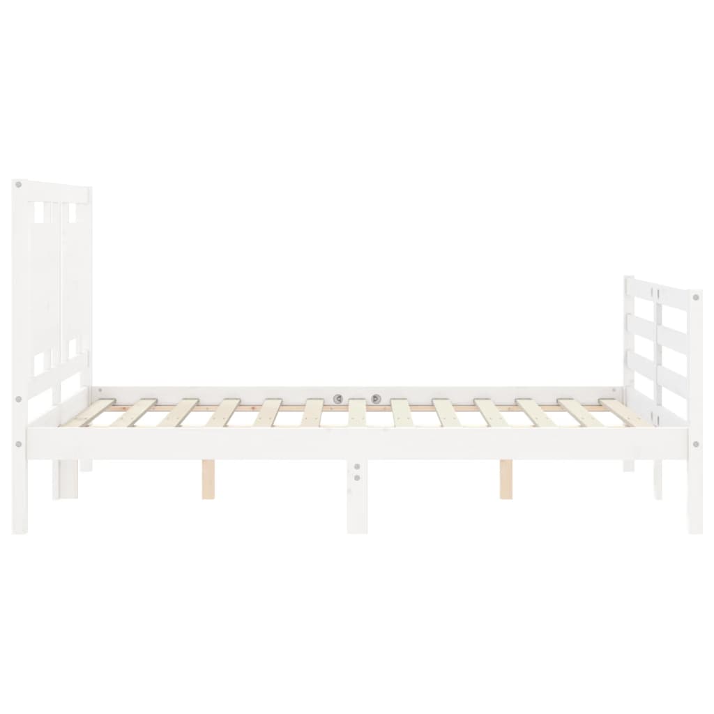 vidaXL Estrutura de cama com cabeceira 140x200cm madeira maciça branco