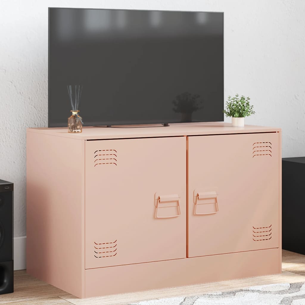 vidaXL Móvel de TV 67x39x44 cm aço rosa