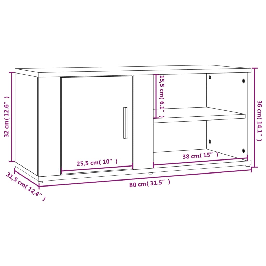 vidaXL Móveis TV 2pcs 80x31,5x36 cm derivados de madeira branco