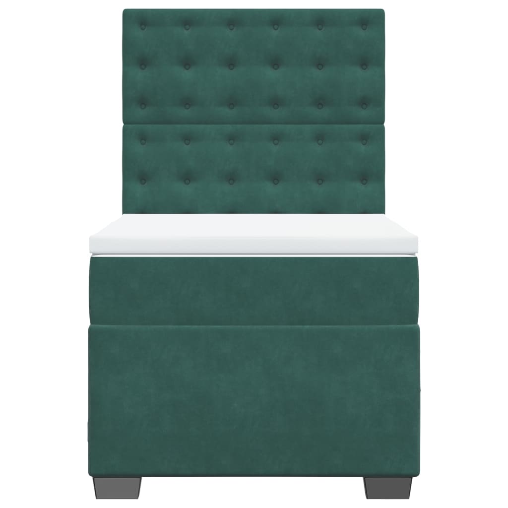 vidaXL Cama com molas/colchão 90x190 cm veludo verde-escuro