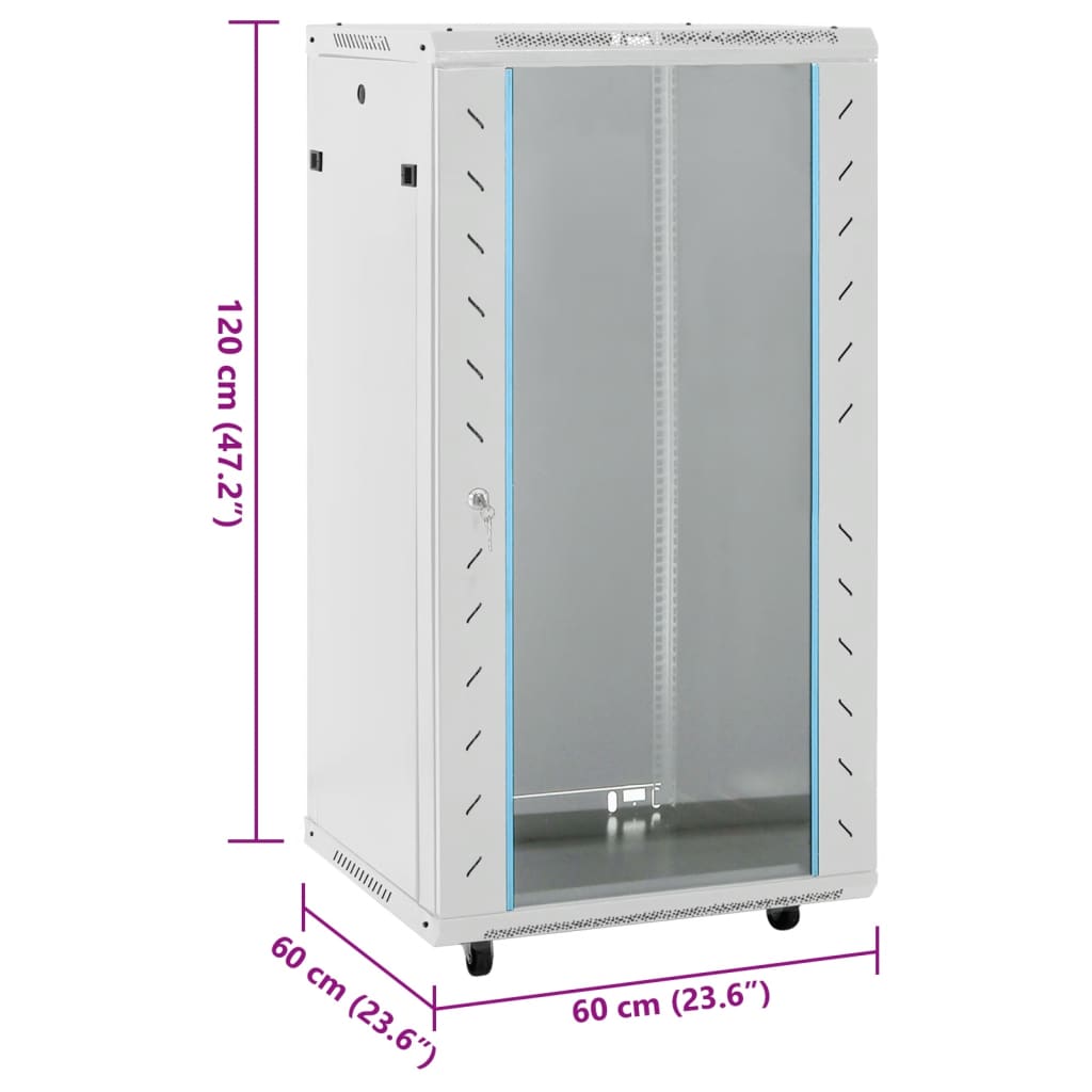 vidaXL Armário bastidor 15U 19" IP20 60x60x120 cm cinzento