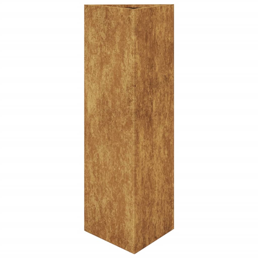 vidaXL Vaso/floreira de jardim triangular 30x26x75 cm aço corten