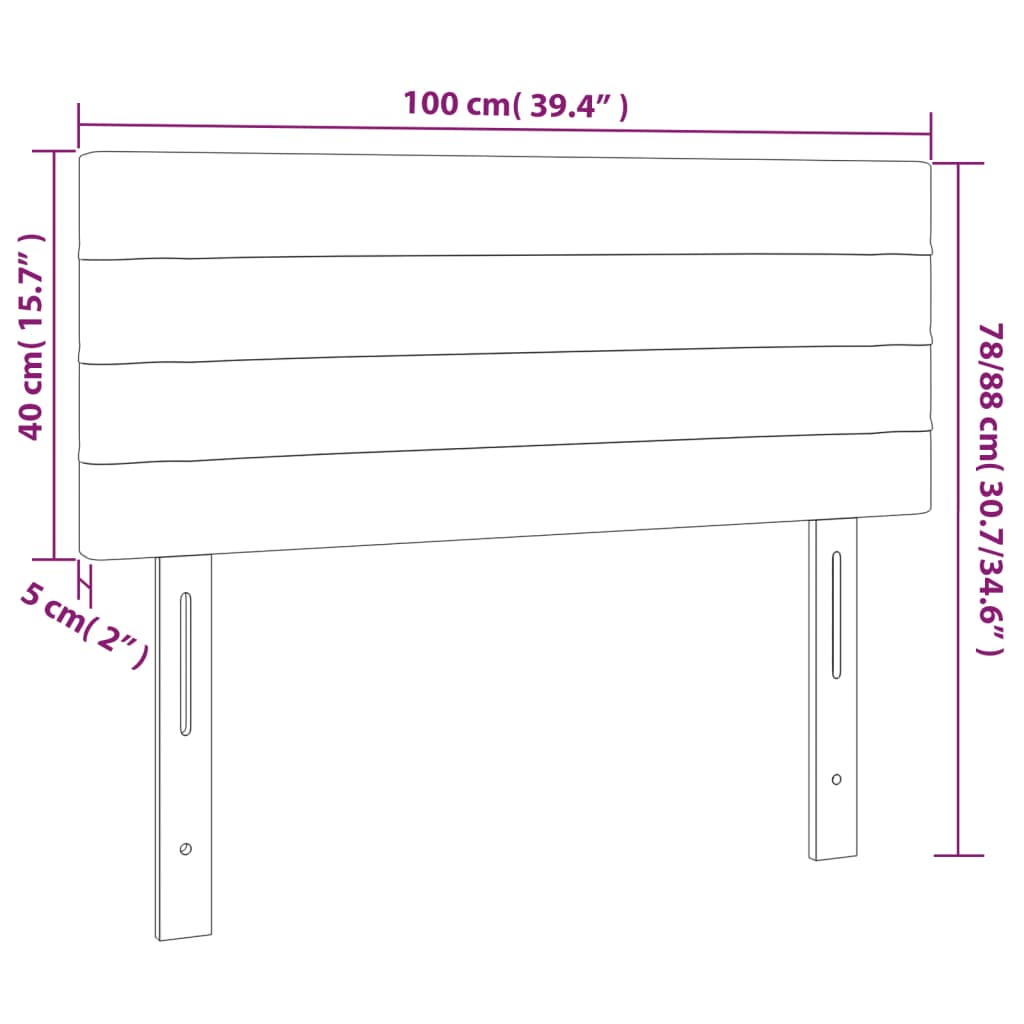 vidaXL Cabeceira de cama tecido 100x5x78/88 cm cinzento-escuro