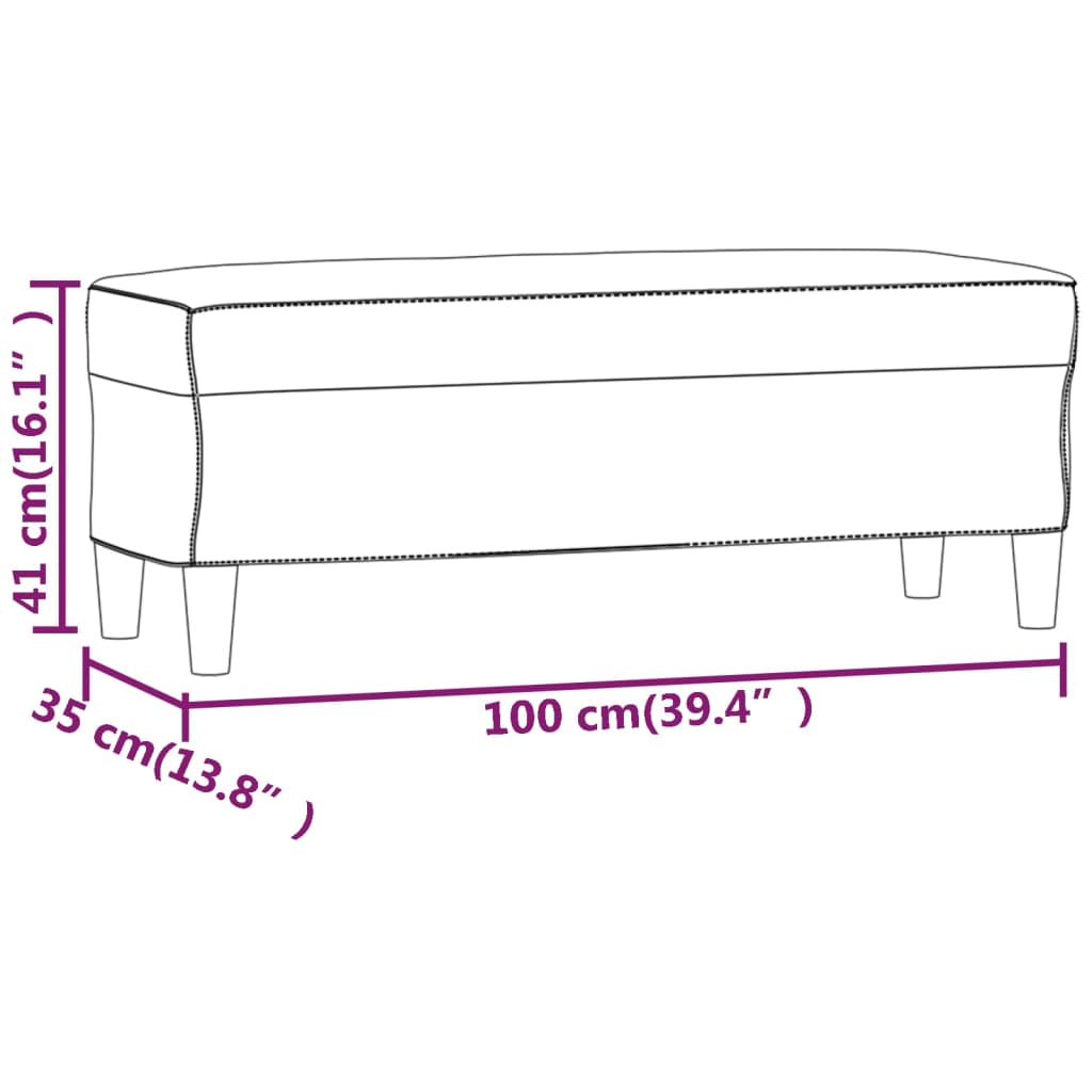 vidaXL Banco 100x35x41 cm veludo preto