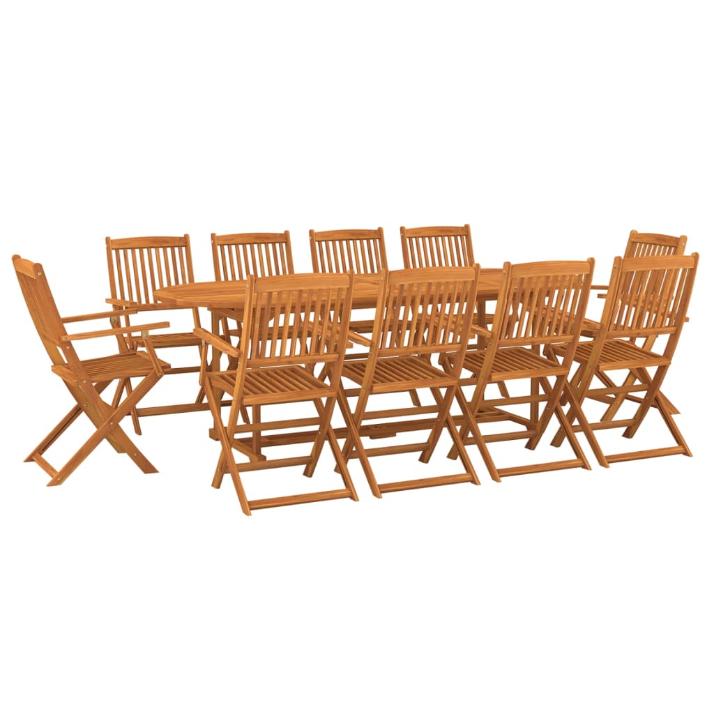 vidaXL 11 pcs conjunto de jantar para jardim 220x90x75cm acácia maciça