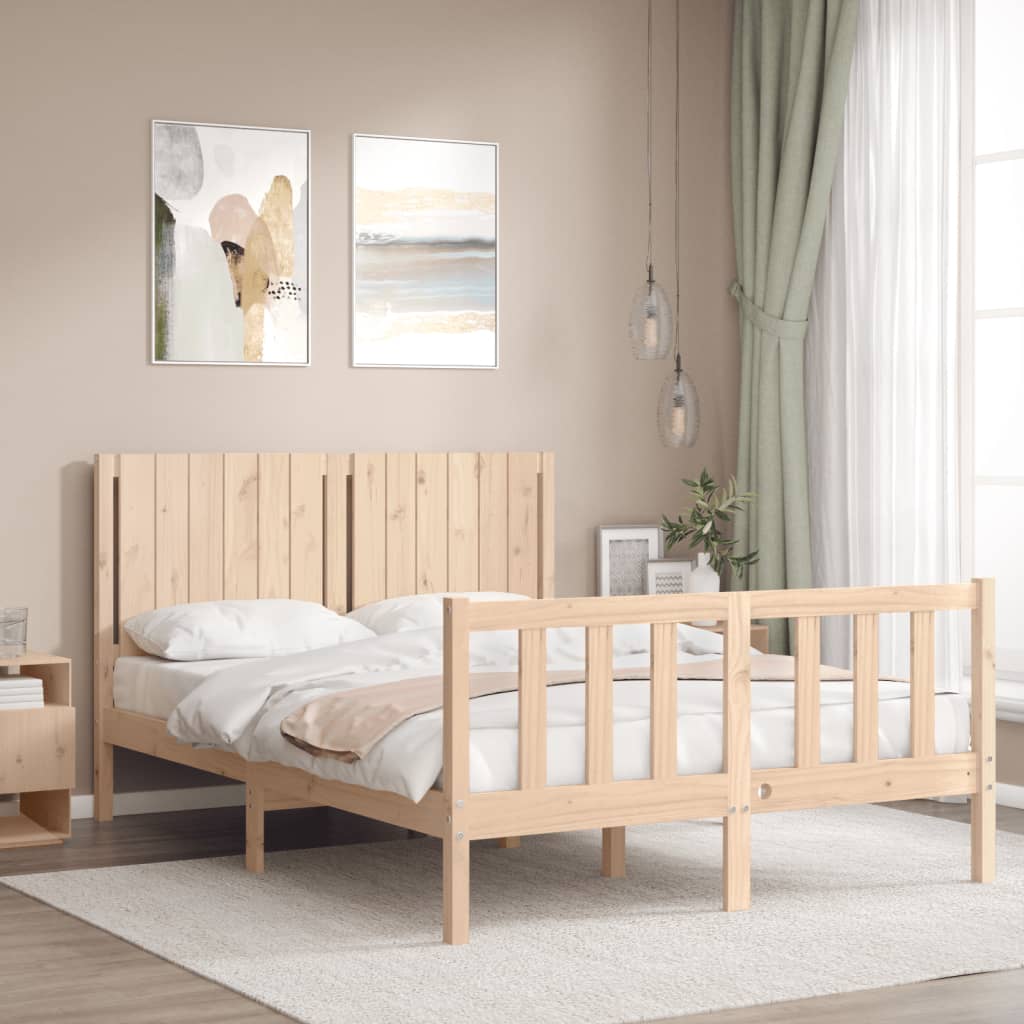 vidaXL Estrutura de cama com cabeceira 140x190 cm madeira maciça