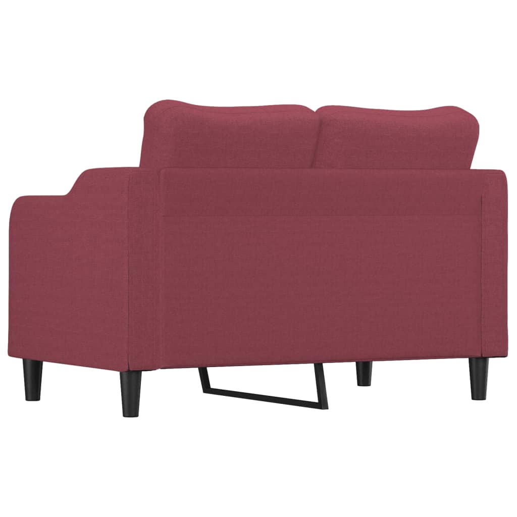 vidaXL Sofá de 2 lugares tecido 120 cm vermelho tinto