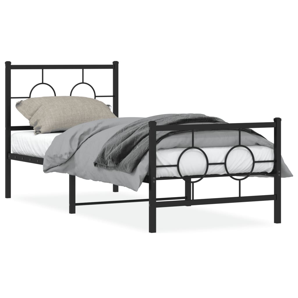 vidaXL Estrutura de cama com cabeceira e pés 80x200 cm metal preto