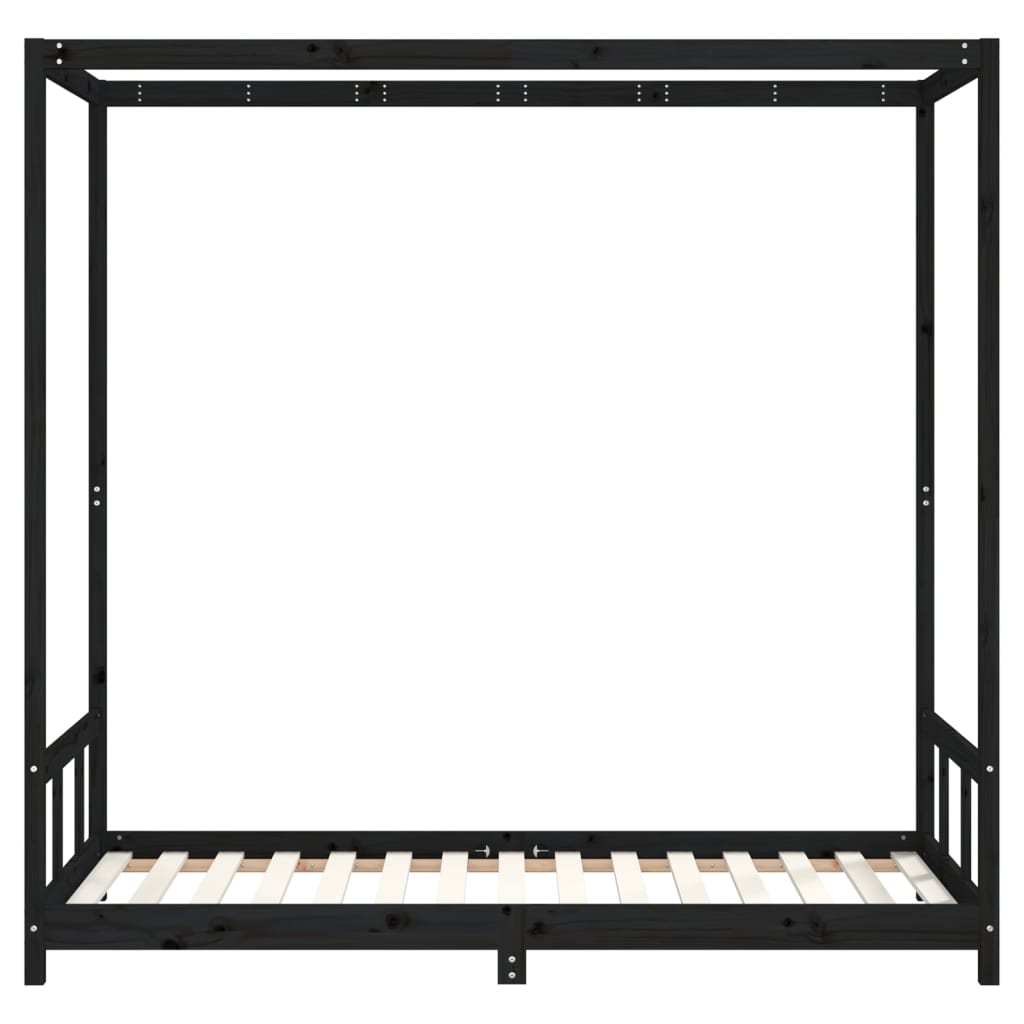 vidaXL Estrutura de cama infantil 90x190 cm pinho maciço preto