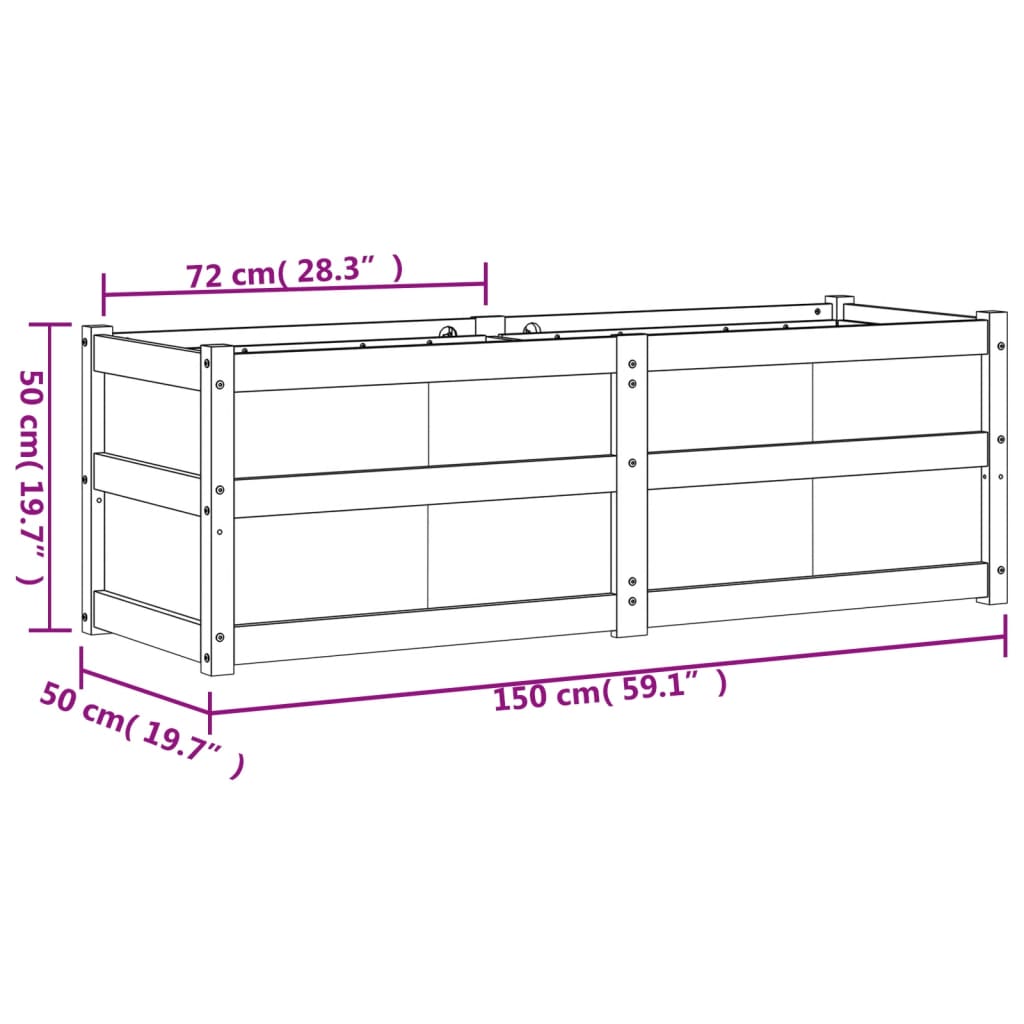 vidaXL Vaso/floreira de jardim 150x50x50 cm madeira de douglas maciça