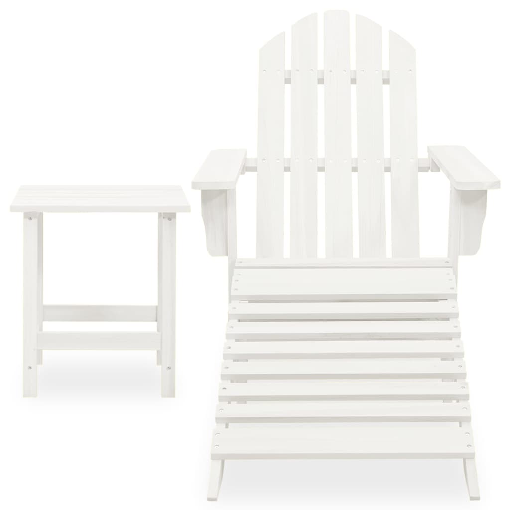 vidaXL Cadeira de jardim Adirondack c/ otomano e mesa abeto branco