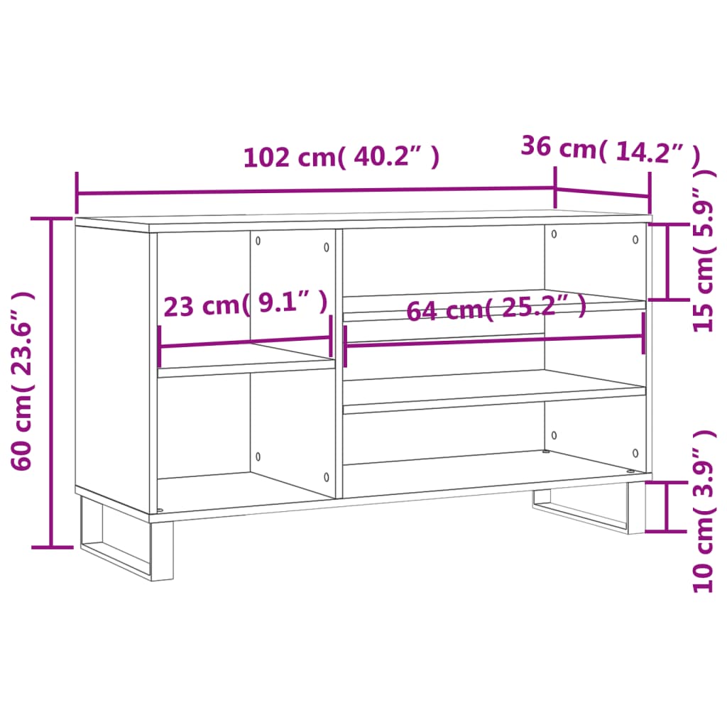 vidaXL Sapateira 102x36x60 cm derivados de madeira branco