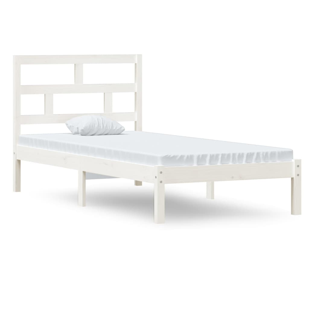 vidaXL Estrutura de cama solteiro 90x190 cm madeira maciça branco