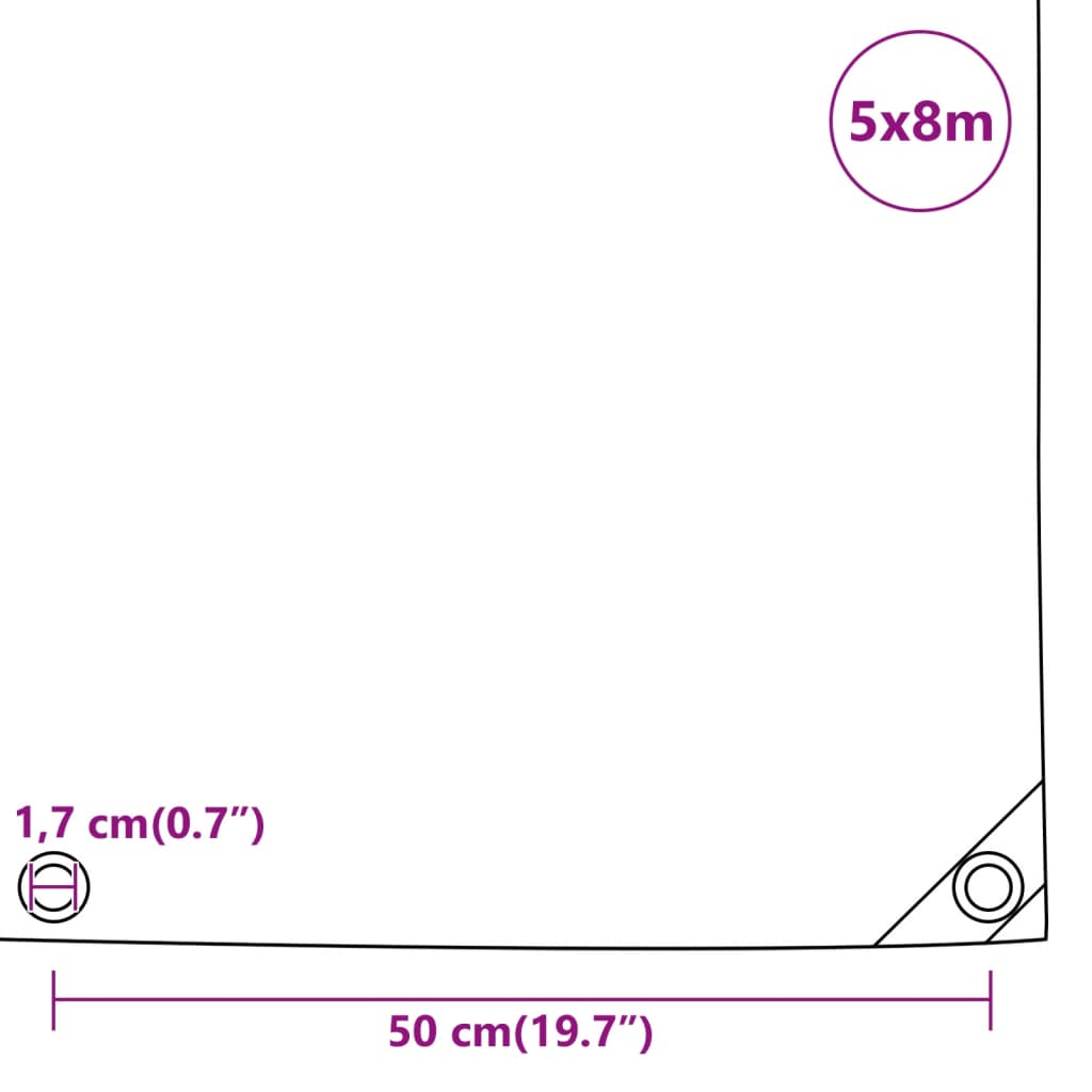 vidaXL Lona 5x8 m 650 g/m² preto