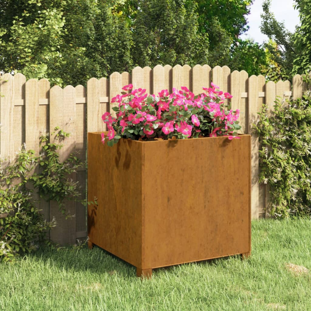 vidaXL Vaso/floreira com pernas 49x47x50 cm aço corten cor enferrujado