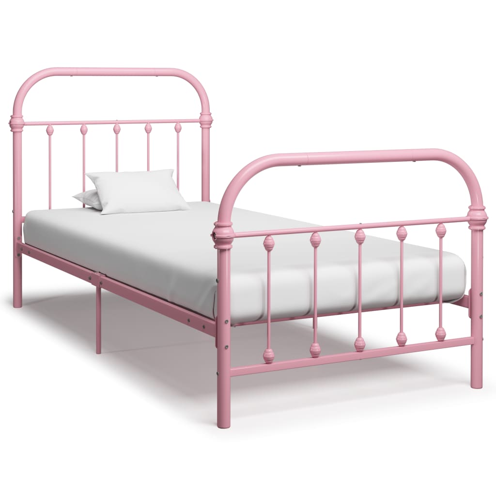 vidaXL Estrutura de cama 90x200 cm metal rosa