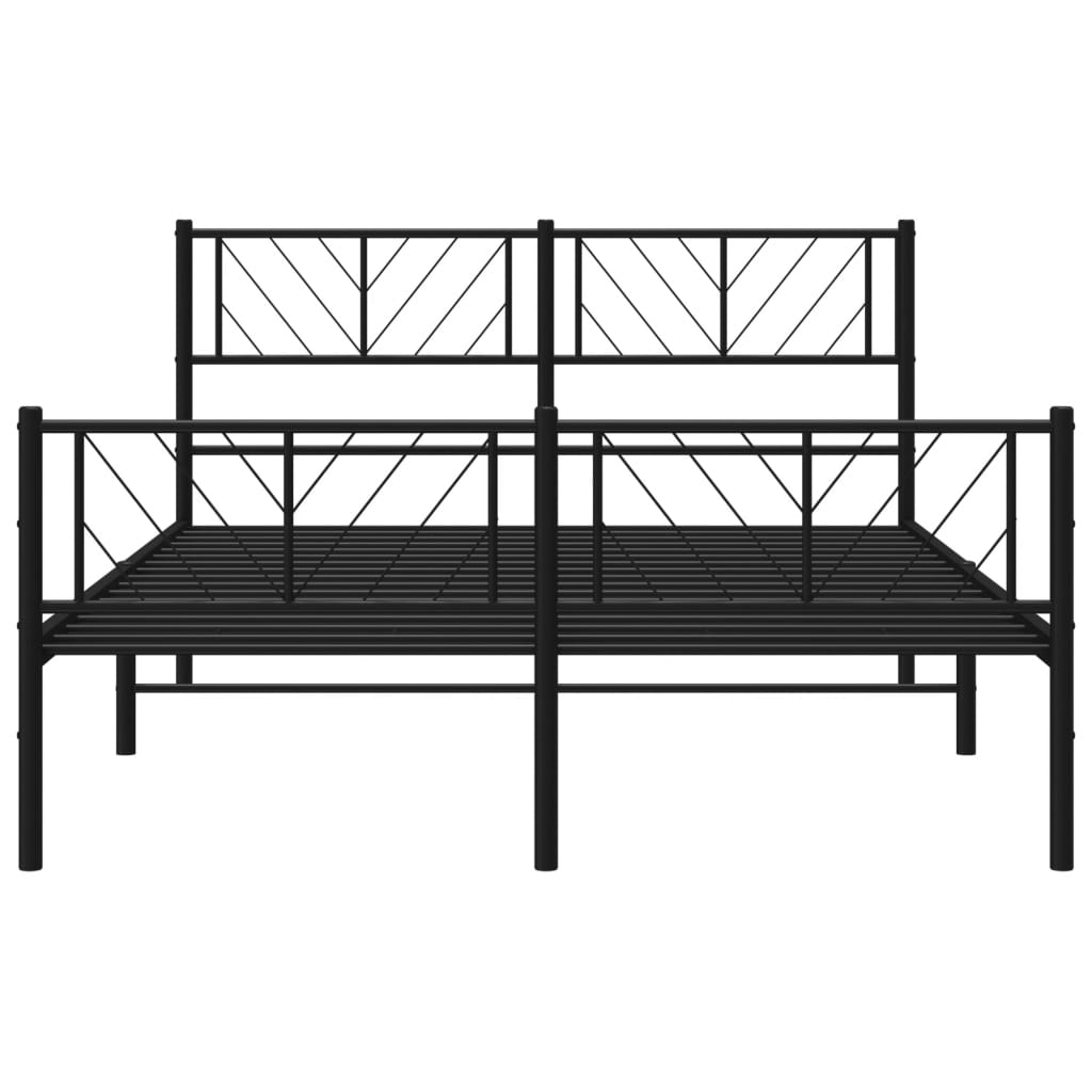 vidaXL Estrutura de cama com cabeceira e pés 135x190 cm metal preto