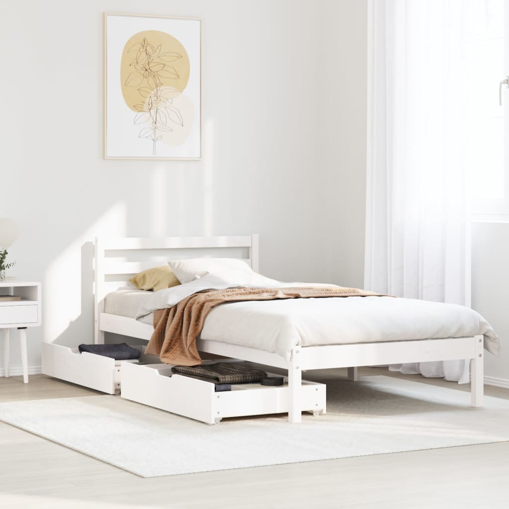 vidaXL Cama sem colchão 75x190 cm madeira de pinho maciça branco